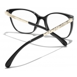 Chanel - Occhiali da Vista Quadrata - Nero Oro - Chanel Eyewear