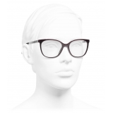 Chanel - Occhiali da Vista Quadrata - Rosso Argento Scuro - Chanel Eyewear
