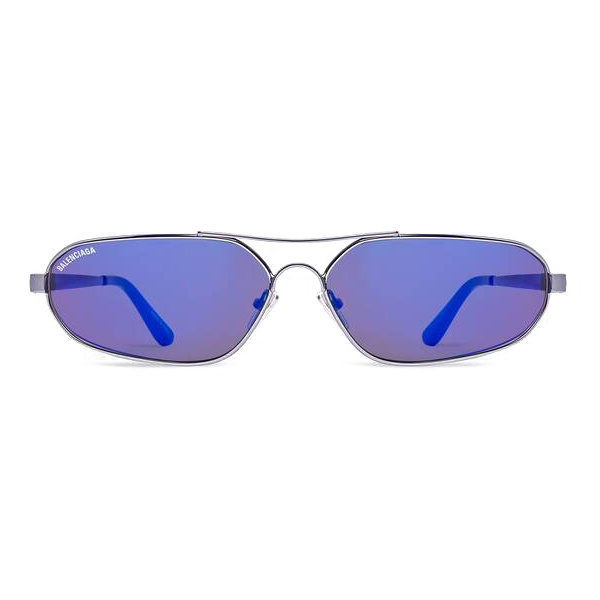 Balenciaga Eyewear, Stretch Mirrored Aviator Metal Sunglasses, Mens, Blue