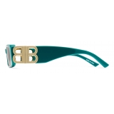 Balenciaga - Women's Dynasty Rectangle Sunglasses - Green - Sunglasses - Balenciaga Eyewear