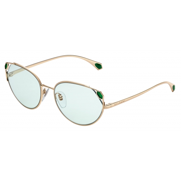 Bulgari - Serpenti "True Colours" Cat-Eye Metal Sunglasses - Gold Green - Serpenti Collection - Bulgari Eyewear