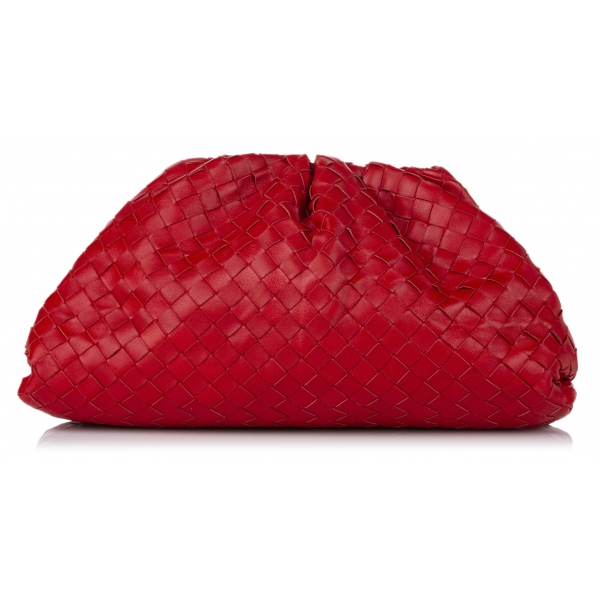Bottega Veneta Vintage - The Pouch Intrecciato Leather Clutch Bag - Rosso - Borsa in Pelle - Alta Qualità Luxury
