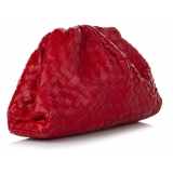Bottega Veneta Vintage - The Pouch Intrecciato Leather Clutch Bag - Rosso - Borsa in Pelle - Alta Qualità Luxury