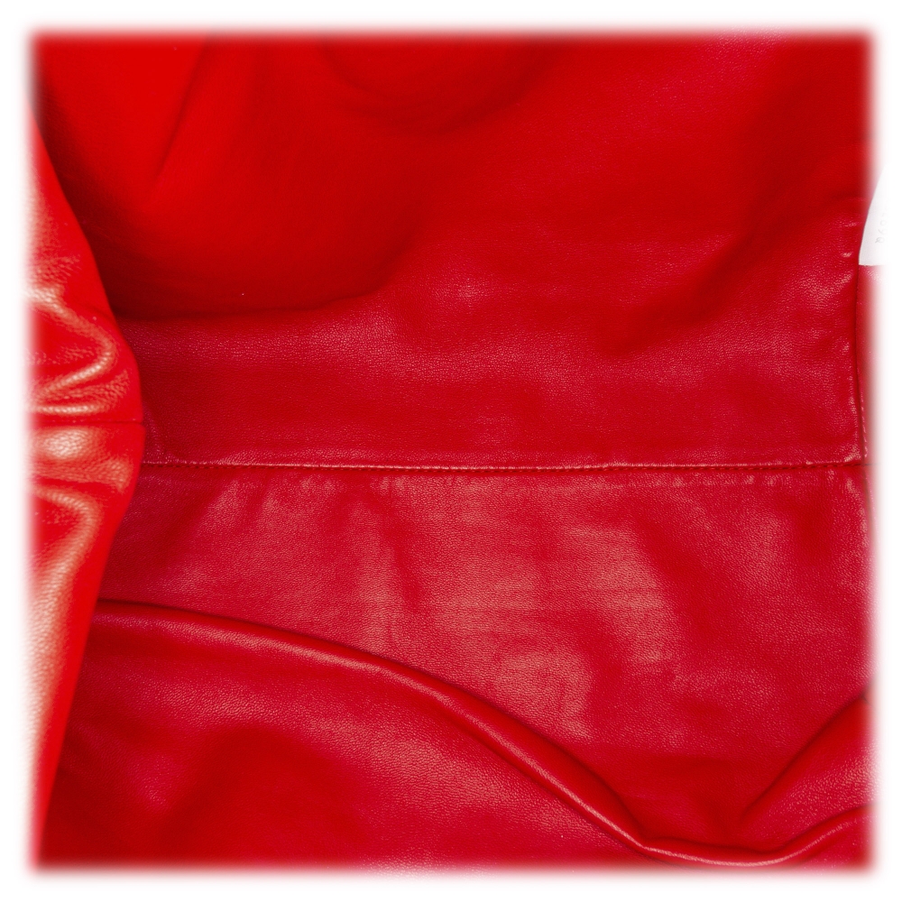Bottega Veneta Vintage - Intrecciato Leather Clutch Bag - Red Burgundy Gold  - Leather Handbag - Luxury High Quality - Avvenice