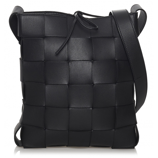 Bottega Veneta Vintage - Intrecciato Cassette Leather Crossbody Bag - Black - Leather Handbag - Luxury High Quality