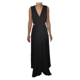 Patrizia Pepe - Long Dress with Split Waist Detail - Black - Dress - Made in Italy - Luxury Exclusive Collection