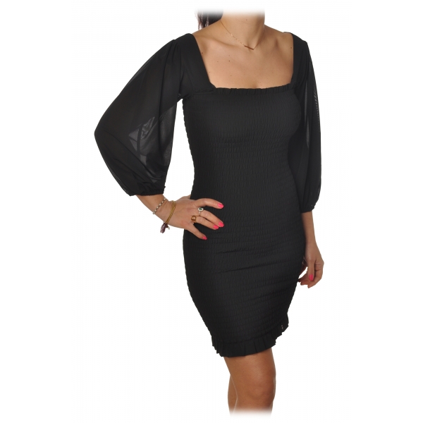 Patrizia Pepe - Sheath Dress with Puff Sleeves - Black - Dress - Made in Italy - Luxury Exclusive Collection