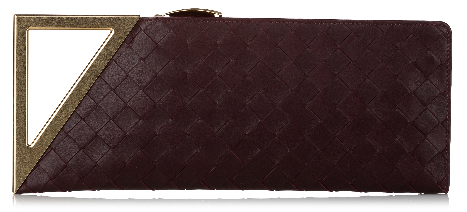 Bottega Veneta Vintage - Intrecciato Leather Clutch Bag - Red Burgundy Gold  - Leather Handbag - Luxury High Quality - Avvenice