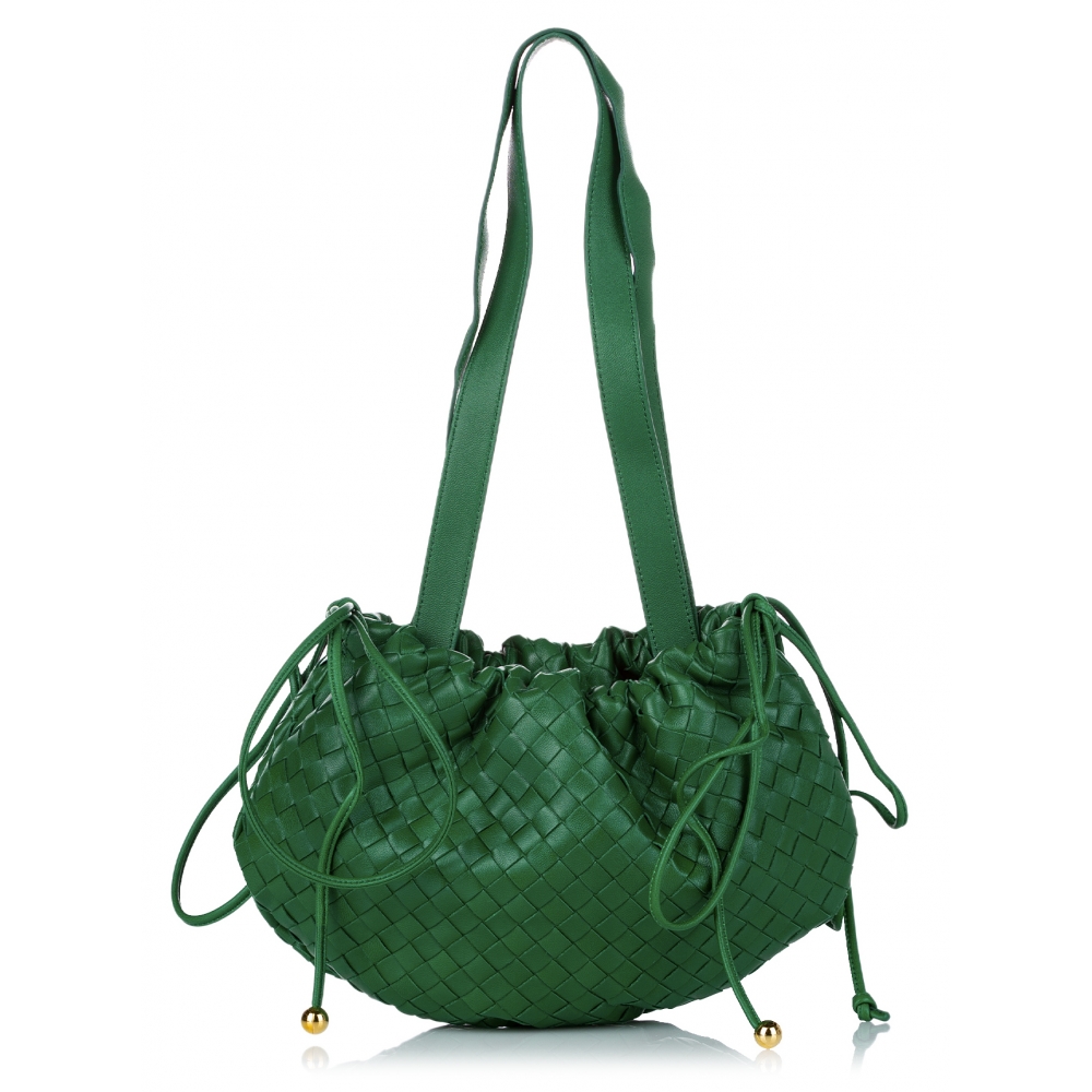 Bottega Veneta Vintage Green and Brown Intrecciato Woven Leather