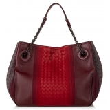 Bottega Veneta Vintage - Intrecciato Leather Tote Bag - Rosso - Borsa in Pelle - Alta Qualità Luxury