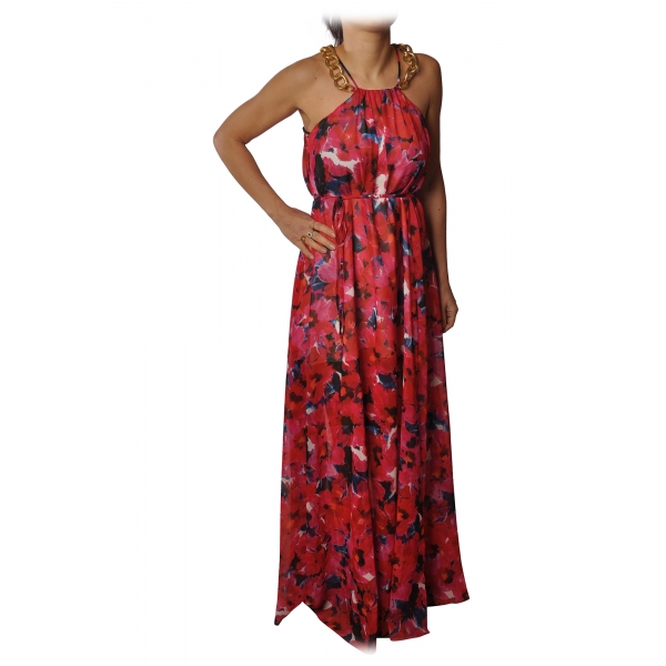 Patrizia Pepe - Long Dress in Floral Pattern - Red - Made in Italy - Luxury Exclusive Collection