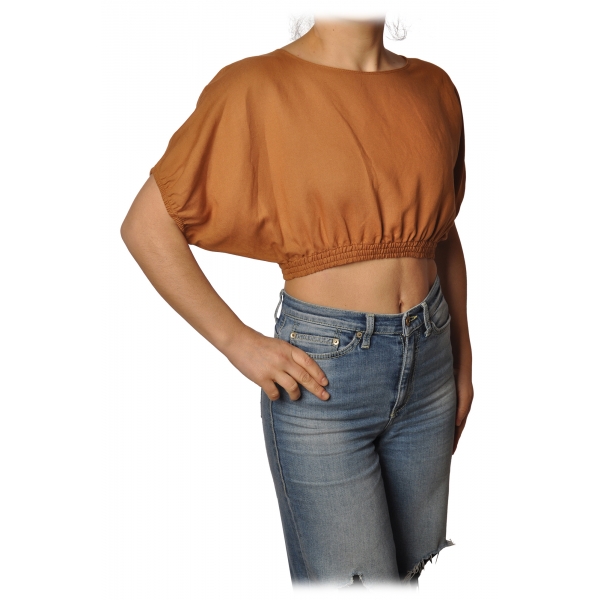 Patrizia Pepe - T-shirt Corta con Elastico - Arancione - T-Shirt - Made in Italy - Luxury Exclusive Collection