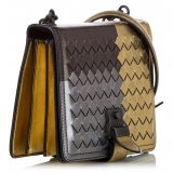 Bottega Veneta Vintage - Intrecciato Leather Crossbody Bag - Nero Oro - Borsa in Pelle - Alta Qualità Luxury