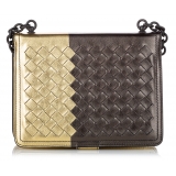 Bottega Veneta Vintage - Intrecciato Leather Crossbody Bag - Black Gold - Leather Handbag - Luxury High Quality
