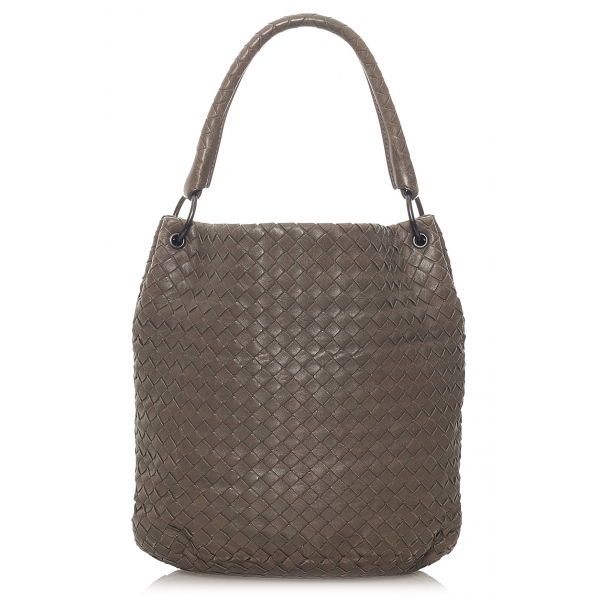 Bottega Veneta Vintage - Intrecciato Leather Shoulder Bag - Marrone Scuro - Borsa in Pelle - Alta Qualità Luxury