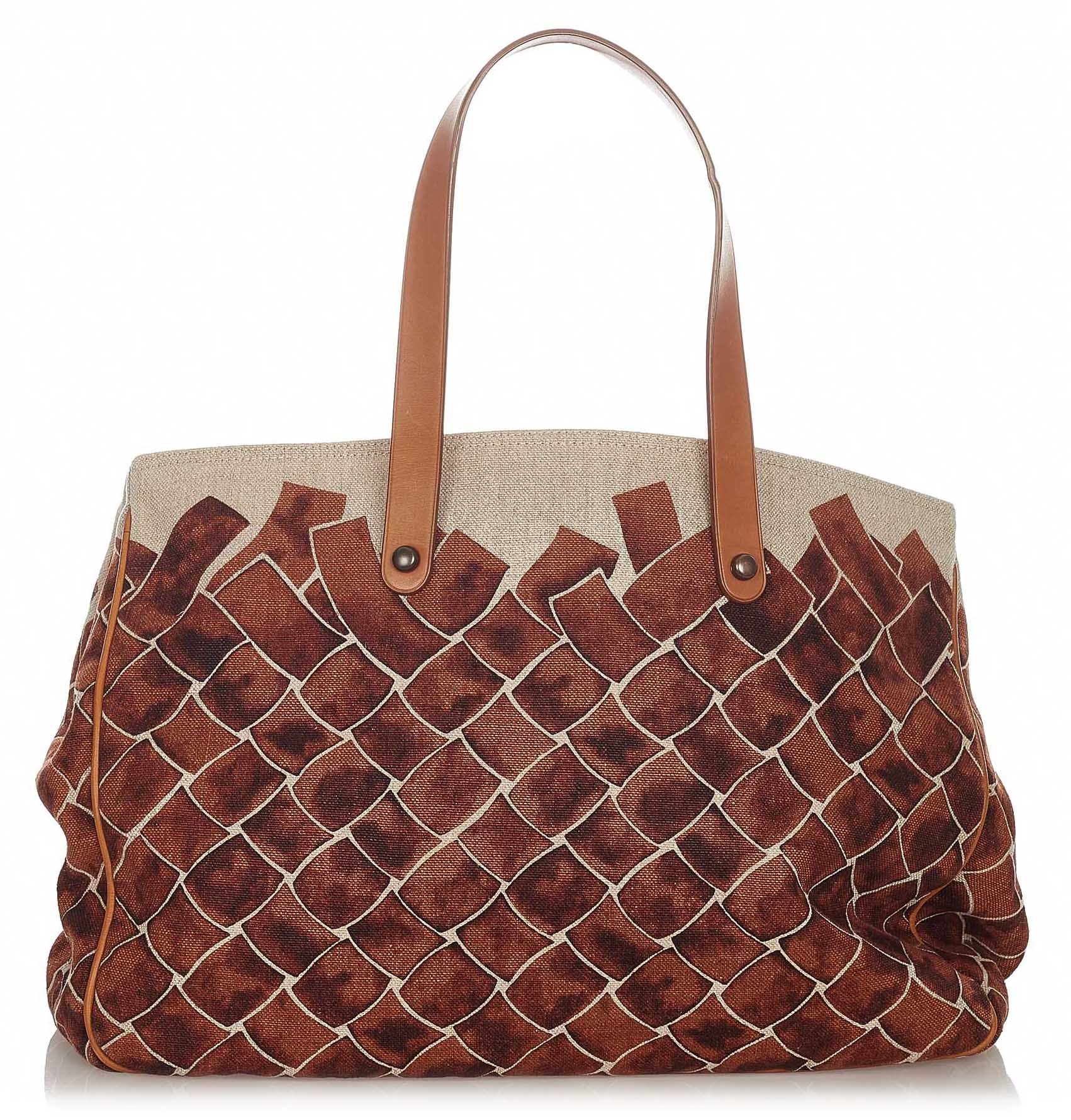 Bottega Veneta Vintage - Canvas Tote Bag - Brown - Leather Handbag - Luxury  High Quality - Avvenice