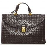 Bottega Veneta Vintage - Intrecciato Leather Business Bag - Marrone - Borsa in Pelle - Alta Qualità Luxury