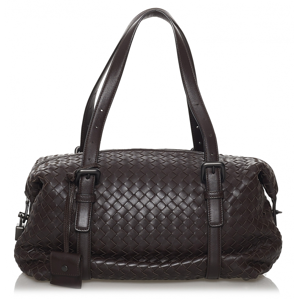 Bottega Veneta Vintage - Intrecciato Leather Boston Bag - Black - Leather  Handbag - Luxury High Quality - Avvenice