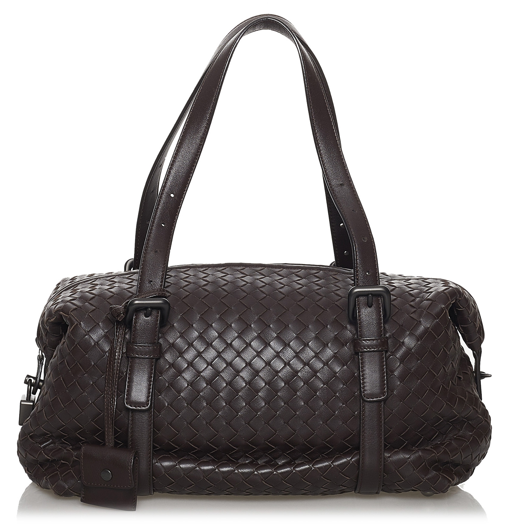 Bottega Veneta Vintage - Intrecciato Leather Boston Bag - Black