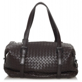 Bottega Veneta Vintage - Intrecciato Leather Boston Bag - Black - Leather Handbag - Luxury High Quality