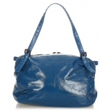 Bottega Veneta Vintage - Intrecciato Patent Leather Shoulder Bag - Blue - Leather Handbag - Luxury High Quality