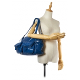Bottega Veneta Vintage - Intrecciato Patent Leather Shoulder Bag - Blu - Borsa in Pelle - Alta Qualità Luxury