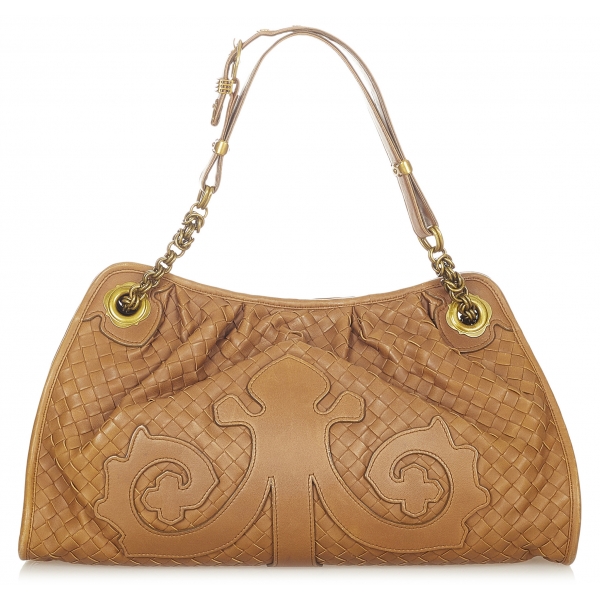 Bottega Veneta Vintage - Intrecciato Leather Shoulder Bag - Brown - Leather Handbag - Luxury High Quality