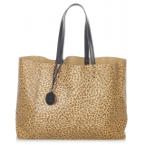 Bottega Veneta Vintage - Leopard Print Intrecciomirage Leather Tote Bag - Marrone - Borsa in Pelle - Alta Qualità Luxury