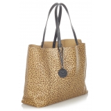Bottega Veneta Vintage - Leopard Print Intrecciomirage Leather Tote Bag - Marrone - Borsa in Pelle - Alta Qualità Luxury