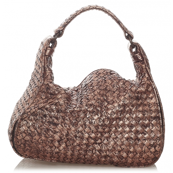 Bottega Veneta Vintage - Intrecciato Leather Handbag - Marrone Bronzo - Borsa in Pelle - Alta Qualità Luxury