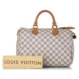 Louis Vuitton Vintage - Damier Azur Speedy 30 - Bianco Blu - Borsa in Pelle - Alta Qualità Luxury