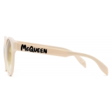 Alexander McQueen - Occhiali da Sole Rotondi McQueen Graffiti - Bianco - Alexander McQueen Eyewear