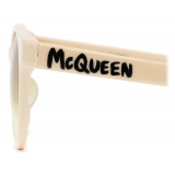 Alexander McQueen - Occhiali da Sole Rotondi McQueen Graffiti - Bianco - Alexander McQueen Eyewear