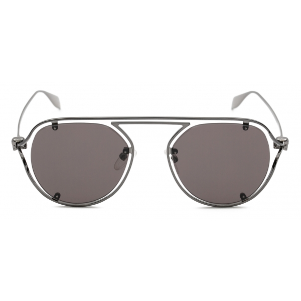 Alexander McQueen - Occhiali da Sole Geometrici con Cerniera a Teschio - Rutenio - Alexander McQueen Eyewear