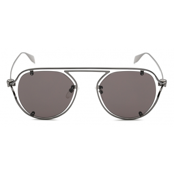 Alexander McQueen - Skull Hinge Geometrical Sunglasses - Ruthenium ...