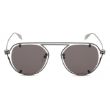 Alexander McQueen - Skull Hinge Geometrical Sunglasses - Ruthenium - Alexander McQueen Eyewear