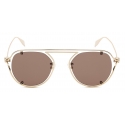 Alexander McQueen - Skull Hinge Geometrical Sunglasses - Gold - Alexander McQueen Eyewear