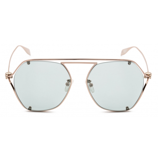 Alexander McQueen - Skull Hinge Geometrical Sunglasses - Rose Gold - Alexander McQueen Eyewear