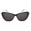 Alexander McQueen - Occhiali da Sole Cat-Eye Combinati Punk Stud - Nero Rutenio - Alexander McQueen Eyewear