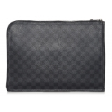 Louis Vuitton Vintage - Damier Graphite Poche Documents - Black Gray - Canvas Handbag - Luxury High Quality