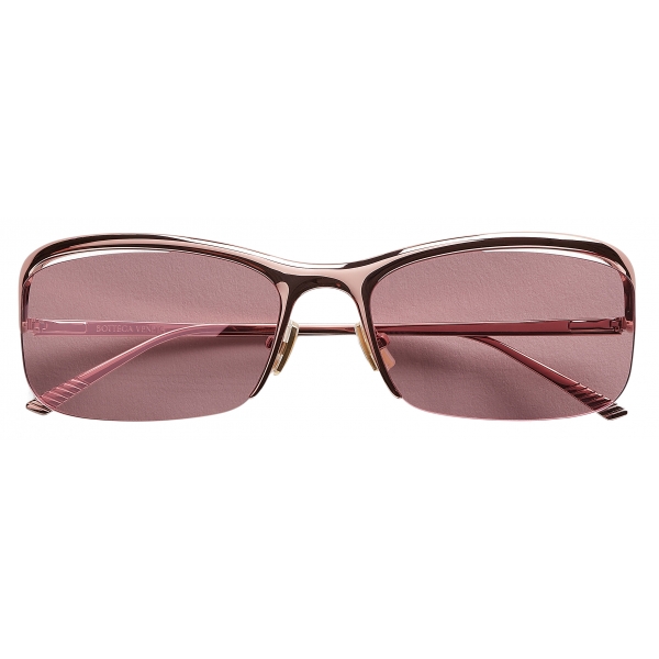 Bottega Veneta - Metal Half-Frame Sunglasses - Pink - Sunglasses - Bottega Veneta Eyewear