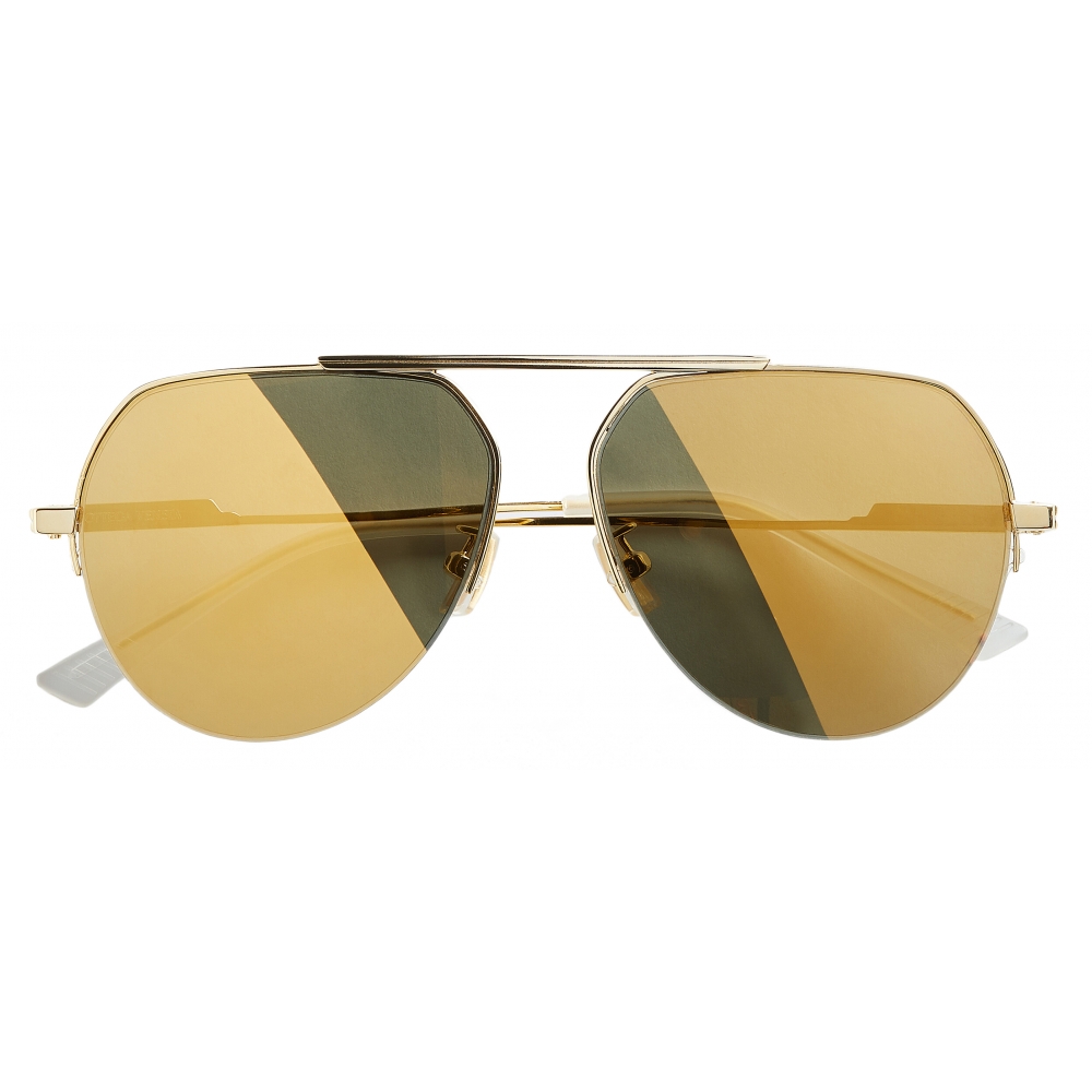Gold Aviator metal sunglasses, Bottega Veneta