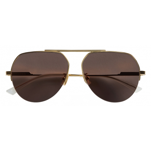 Bottega Veneta - Metal Aviator Sunglasses - Gold Grey - Sunglasses - Bottega Veneta Eyewear