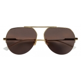 Bottega Veneta - Metal Aviator Sunglasses - Gold Grey - Sunglasses - Bottega Veneta Eyewear