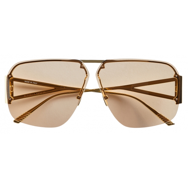 Bottega Veneta - Occhiali da Sole Aviatore in Metallo - Oro Marrone - Occhiali da Sole - Bottega Veneta Eyewear
