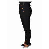 Elisabetta Franchi - Regular Waist Model with Zip - Black - Trousers - Made in Italy - Luxury Exclusive Collection