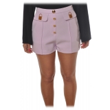 Elisabetta Franchi - Shorts Vita Alta con Bottoni - Lilla - Pantaloni - Made in Italy - Luxury Exclusive Collection