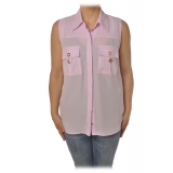 Elisabetta Franchi - Sleeveless Shirt with Closure - Lillac - Shirt - Made in Italy - Luxury Exclusive Collection