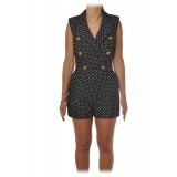 Elisabetta Franchi - Sleeveless Jumpsuit with Polka Dot - Black - Dress - Made in Italy - Luxury Exclusive Collection