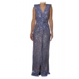 Elisabetta Franchi - Long Dress in Paillettes - Purple - Dress - Made in Italy - Luxury Exclusive Collection